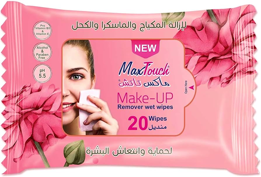 ماكس تاتش مناديل مزيل مكياج 20 منديل- بالورد بينك
