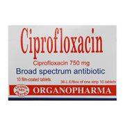 Ciprofloxacin 750M Organo 10Tab