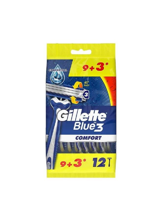 جيليت بلو3 كمفورت9+3هدية ازرق