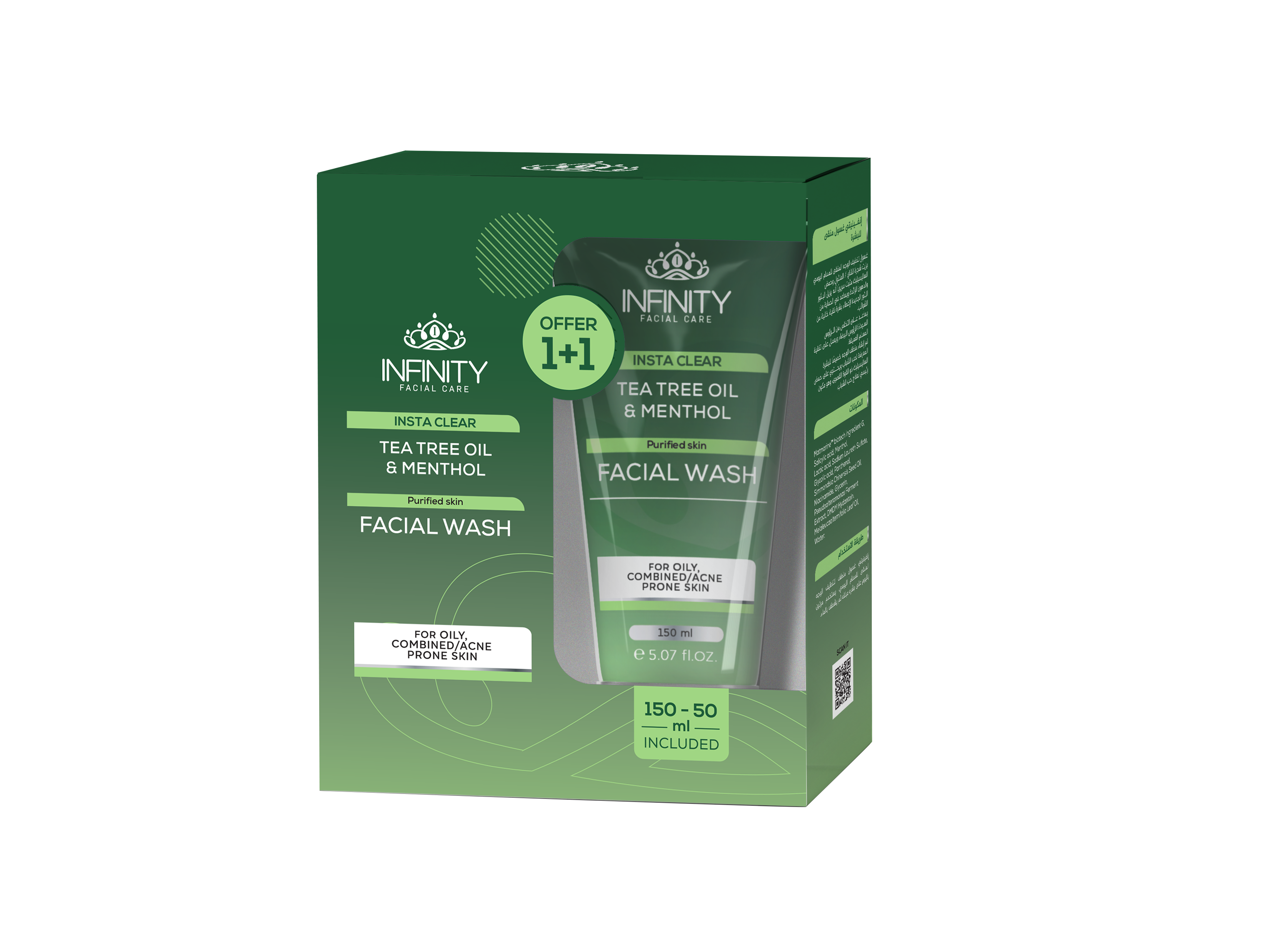 Infinity Facial Care Insta Clear Facial Wash 150Ml+50Ml